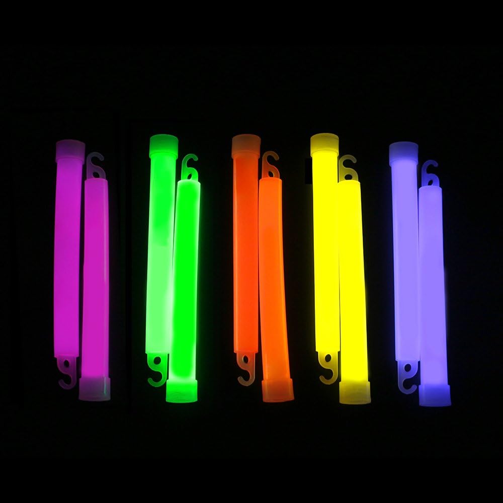 novelinks 25 Pcs 6'' Premium Glow Sticks Bulk - Ultra Bright Large Glow Necklaces Light up Glow in
