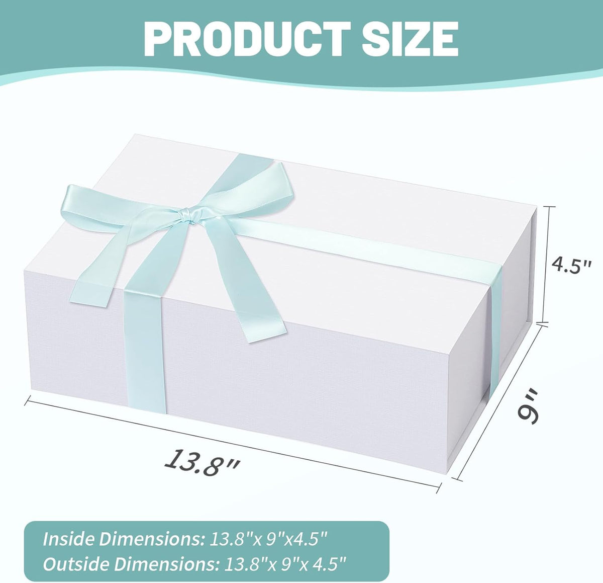 Rinrda 5 Pack Large White Gift Box,13.75"x9"x4.5", Gift Boxes with Magnetic Lids for Presents