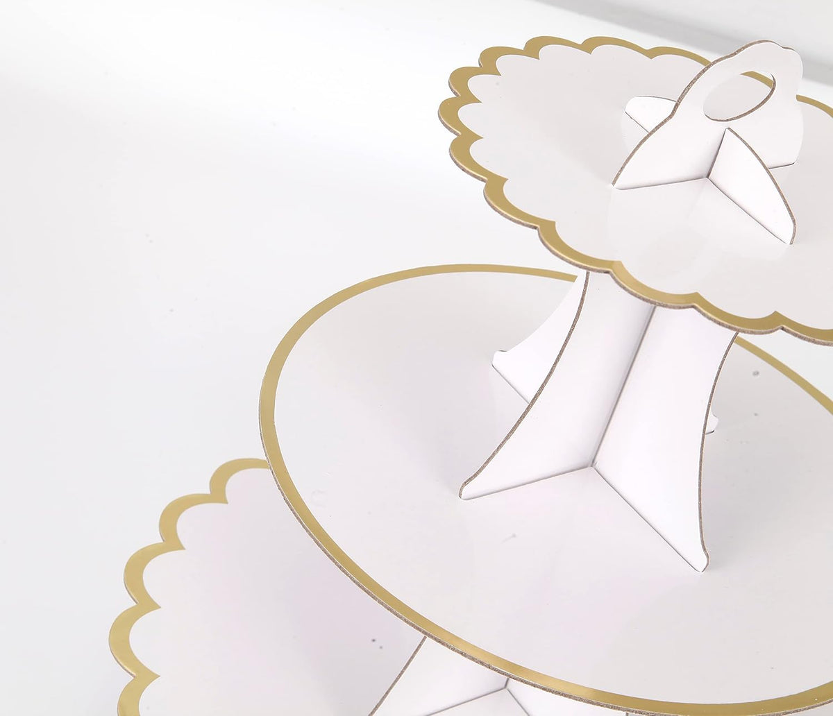 3-Tier Cupcake Stand, Lace Trim Cake Stand Holder, Tiered DIY Cupcake Stand Tower for Dessert Table