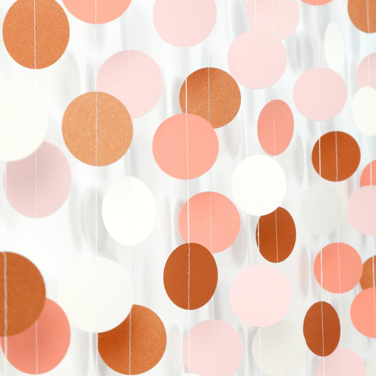 Pink-Brown Peach Party-Decorations Streamers Garland - 52ft Boho Fall Groovy Hanging Paper