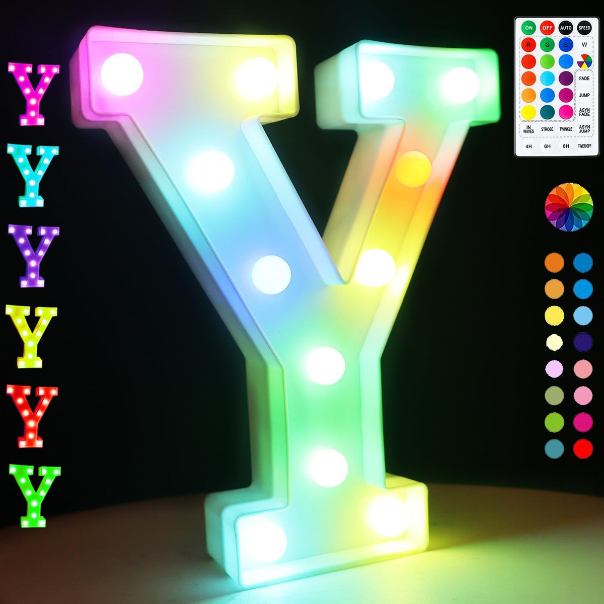 Light Up Colorful LED Marquee Letter lights, 18 Colors Changing Alphabet Letters Sign with Remote