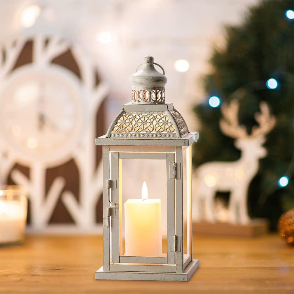 NEEDOMO 14.4" Lanterns Decorations Indoor, Hanging Candle Lantern Outdoor, Vintage Large Lantern
