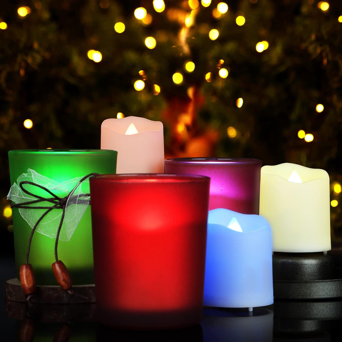 FREEPOWER Rechargeable Color Changing Tea Lights Candles with Remote Battery Operated Flameless