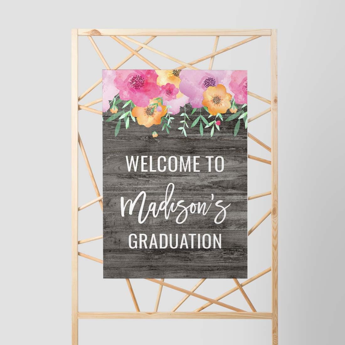Andaz Press Personalized Extra Large Wedding Easel Board Party Sign, 12x18-inch, Pink Floral