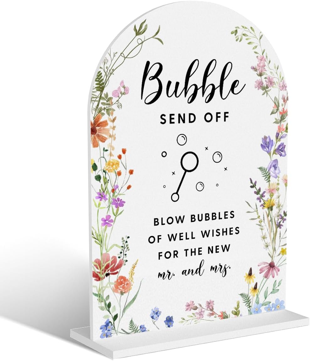 Acrylic Wedding Signs, Bubble Send Off Signs for Marriage Reception, Bridal Shower Decorations