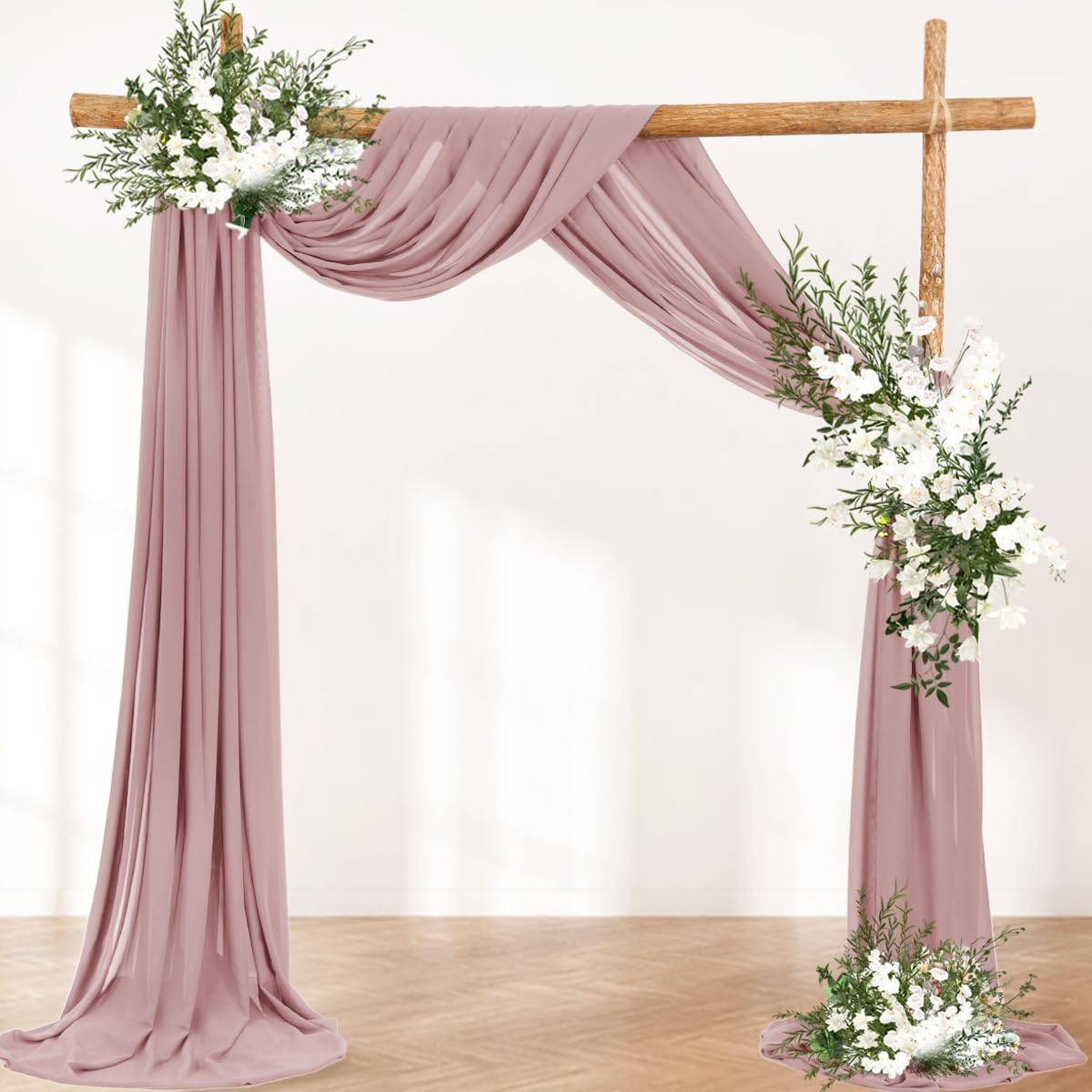 Wedding Arch Draping Fabric 1 Panel 30'' x 18FT Dusty Rose Sheer Chiffon Arch Drapery for Photo