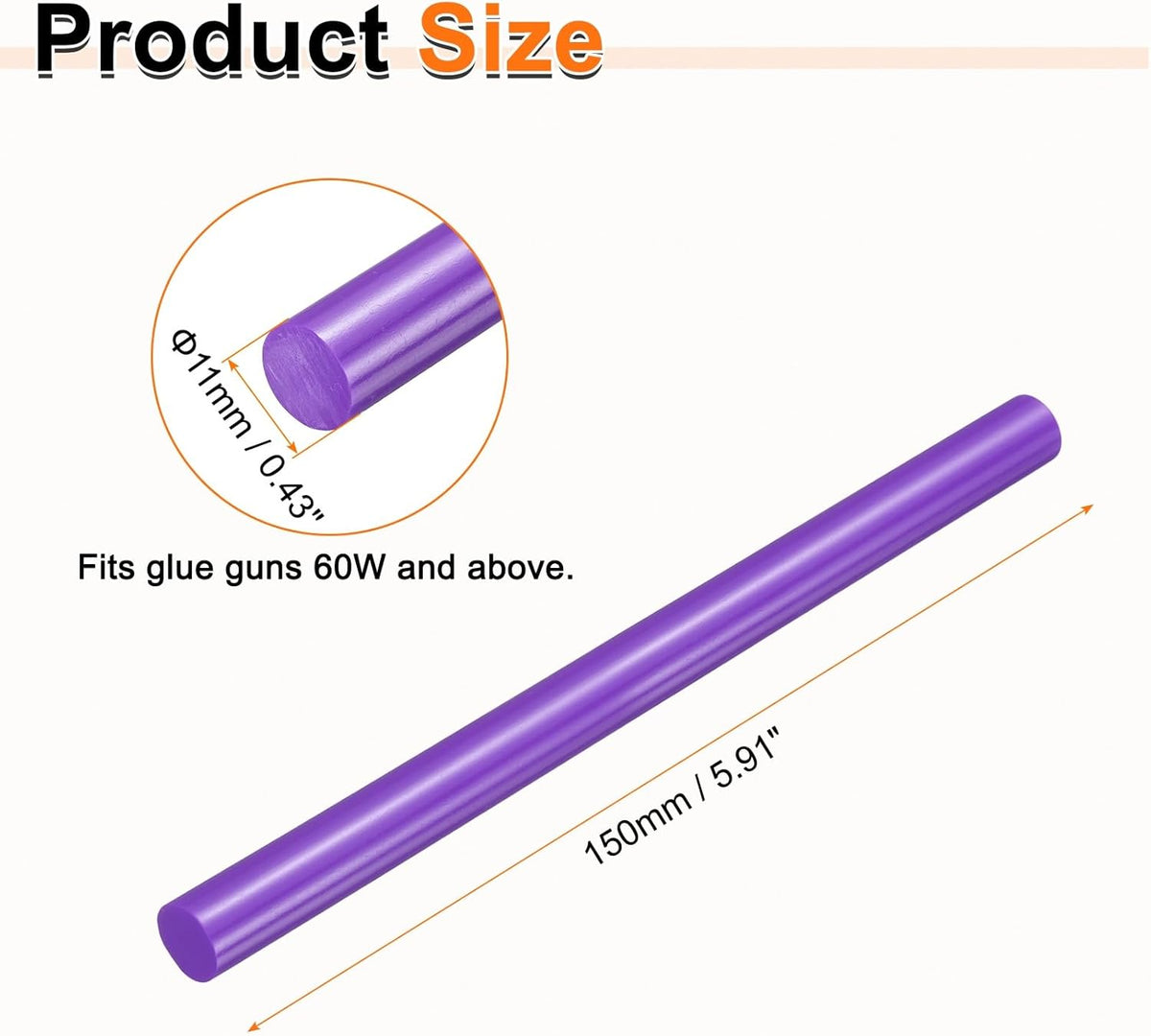 HARFINGTON 10pcs Hot Glue Sticks 0.43" Dia x 5.91" Long EVA Mini Hot Melt Adhesive Glue Stick for