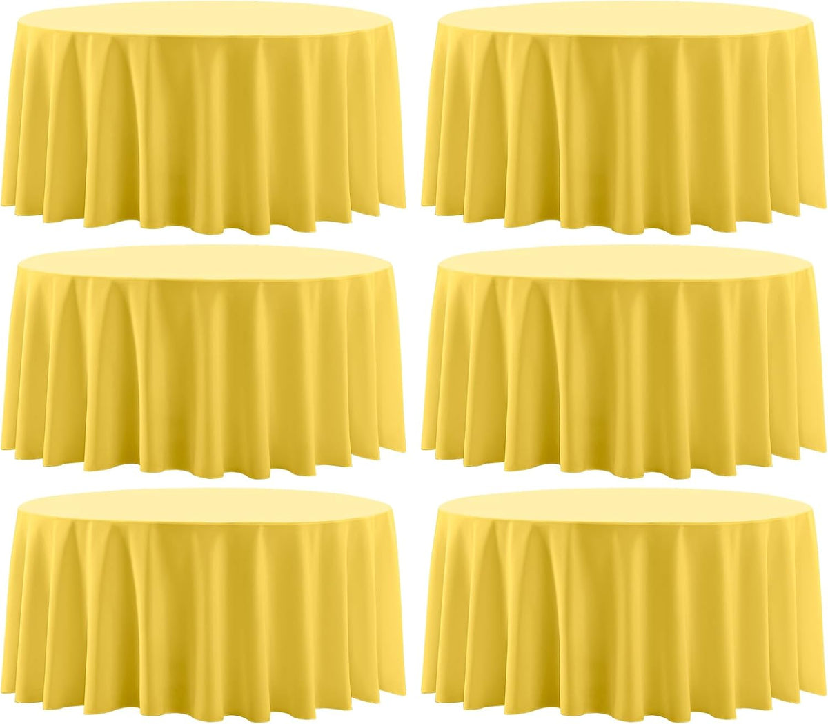 Round Tablecloth 132 Inch 6 Pack Yellow Tablecloths Washable Decorative Linen Polyester Table
