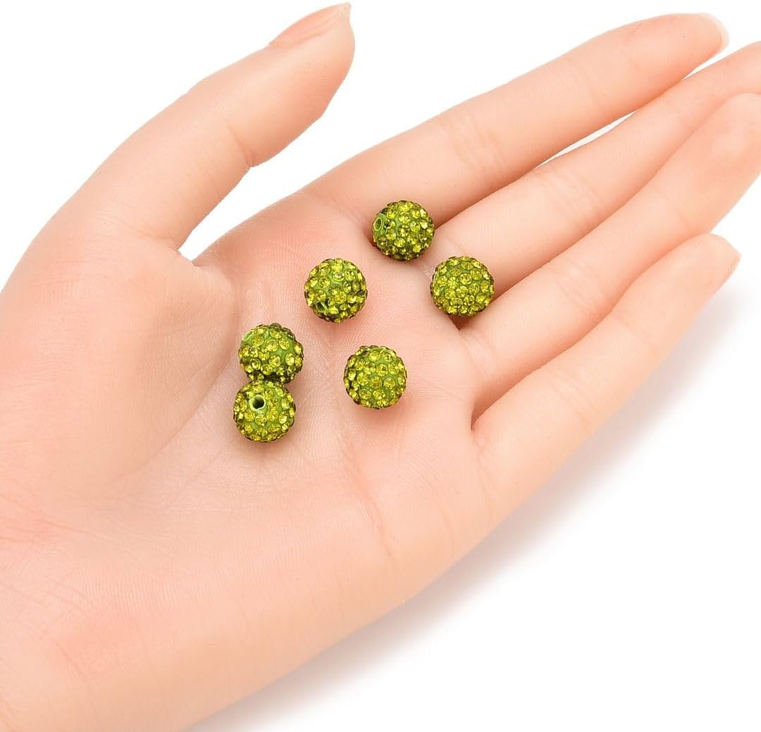 50pcs Adabele Grade A Suncatcher Crystal Rhinestone Pave Loose Beads 10mm Olivine Green Polymer