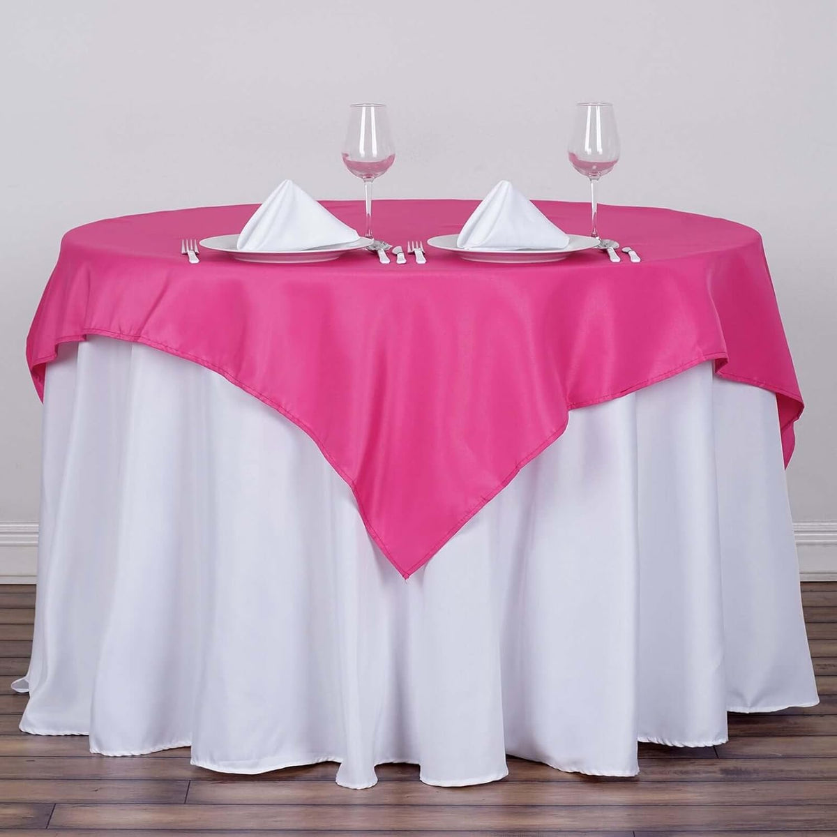 Efavormart 54x54 Fushia Wholesale Linens Seamless Polyester Square Linen Tablecloth for Wedding