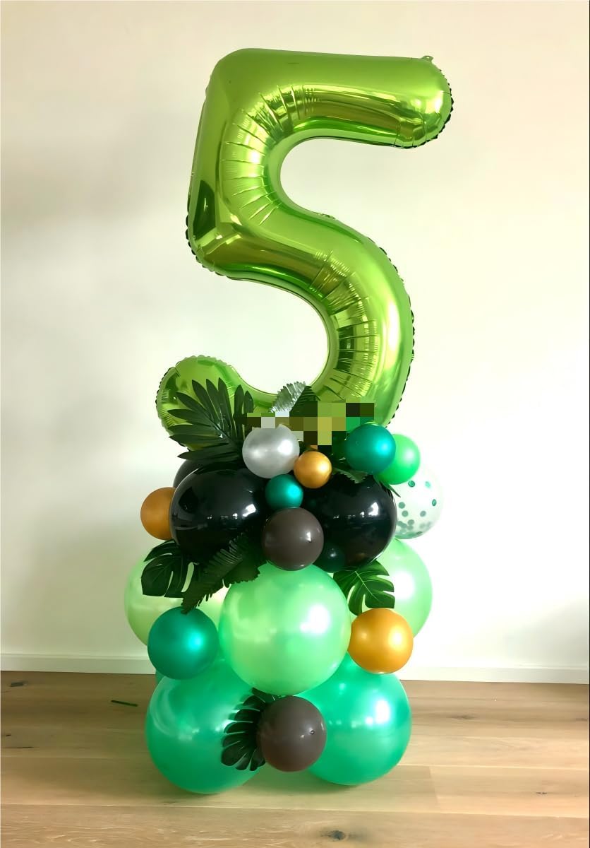 Light Green 40 Inch Large Number 5 Birthday Balloon, Five 5th 15 25 35 50 55 Birthday Celebration