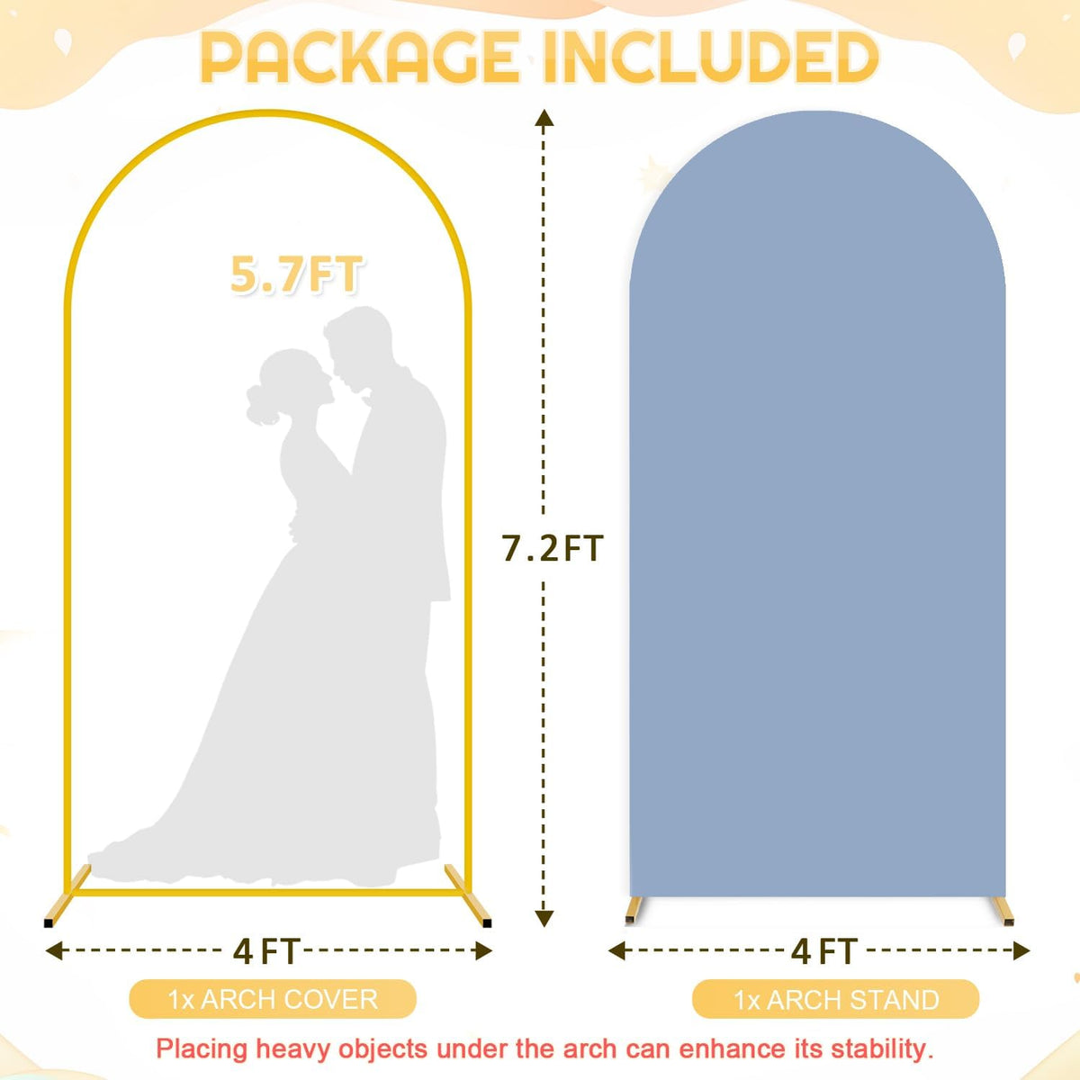 7.2FT Arch Backdrop Stand and Dusty Blue Arch Cover Set Metal Arch Stand Backdrop with Wedding Arch