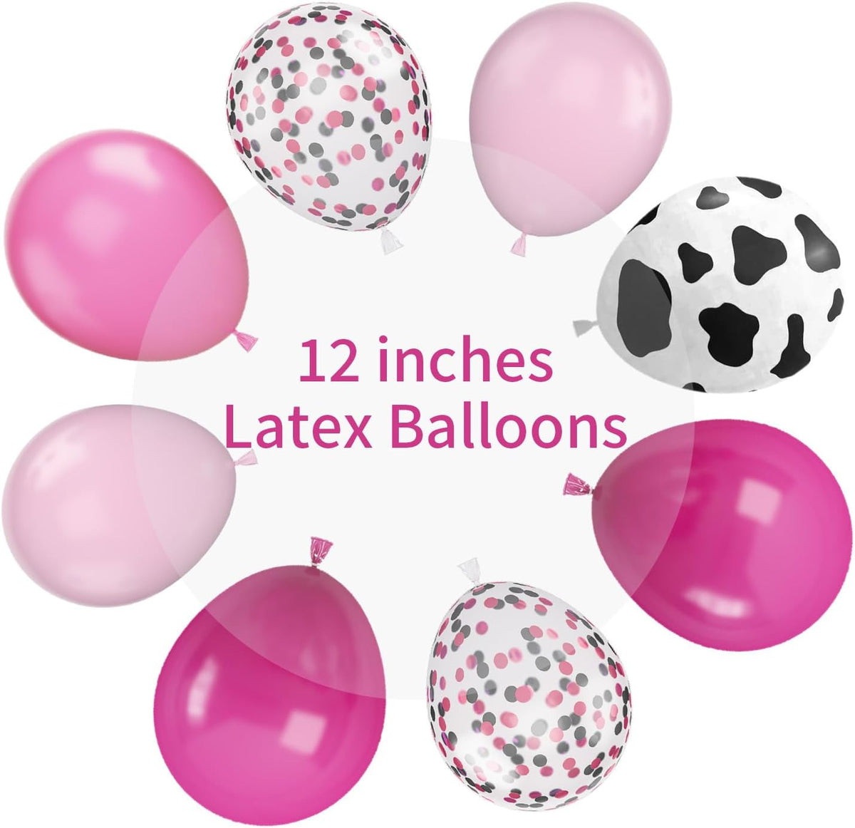 Cow Balloons, 12 Inch Pink Cow Print Balloon Hot Pink Pastel Pink Confetti Pink Helium Latex