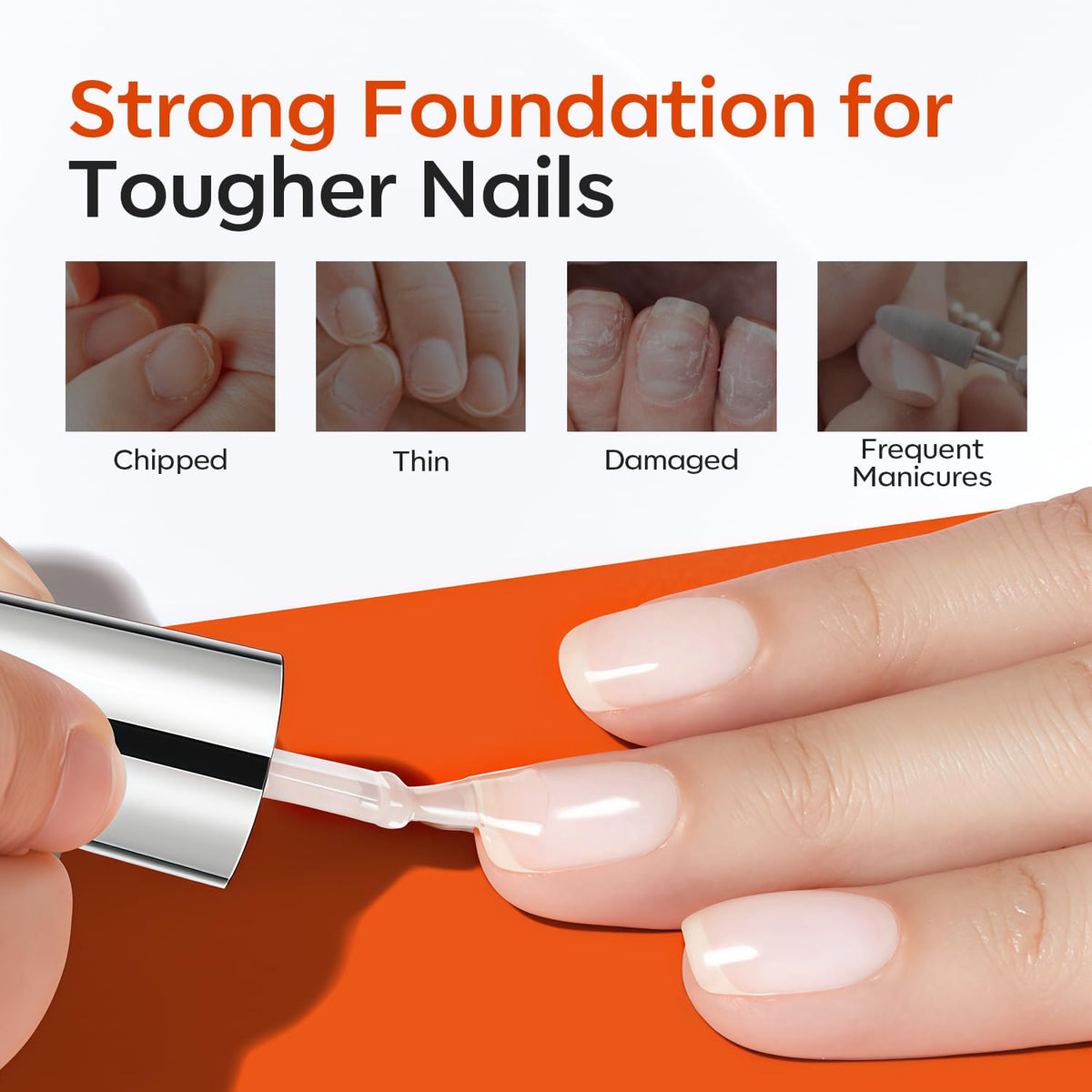 modelones Rubber Builder Gel Base and No Wipe Top Coat Set, 2Pcs Rubber Base and Clear Top Coat Gel