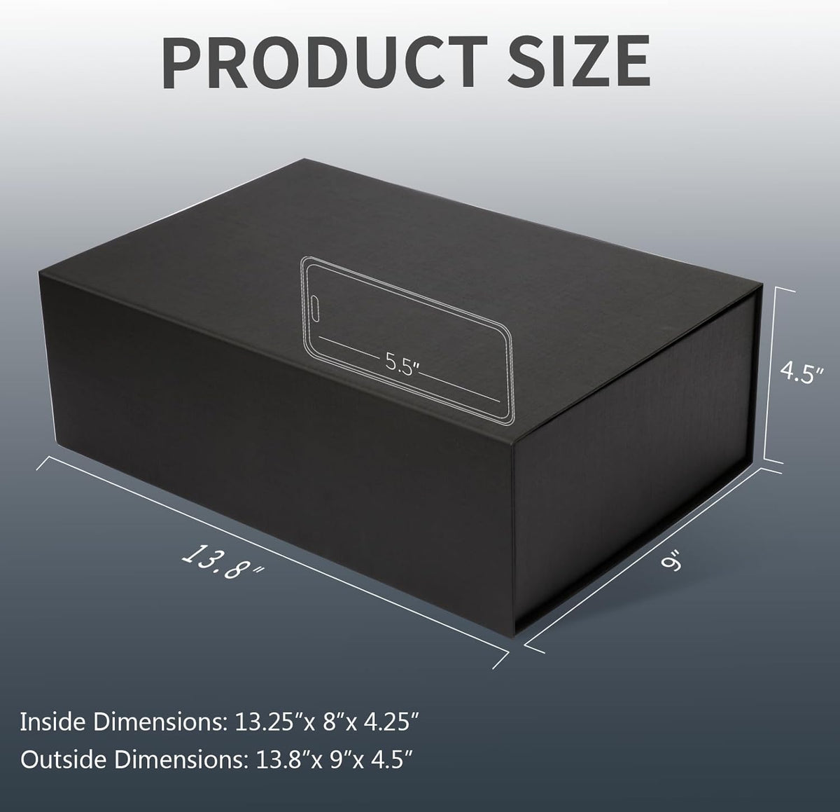Large Black Gift Box,13.75"x9"x4.5", Gift Boxes with Magnetic Lids for Presents Closure Gift