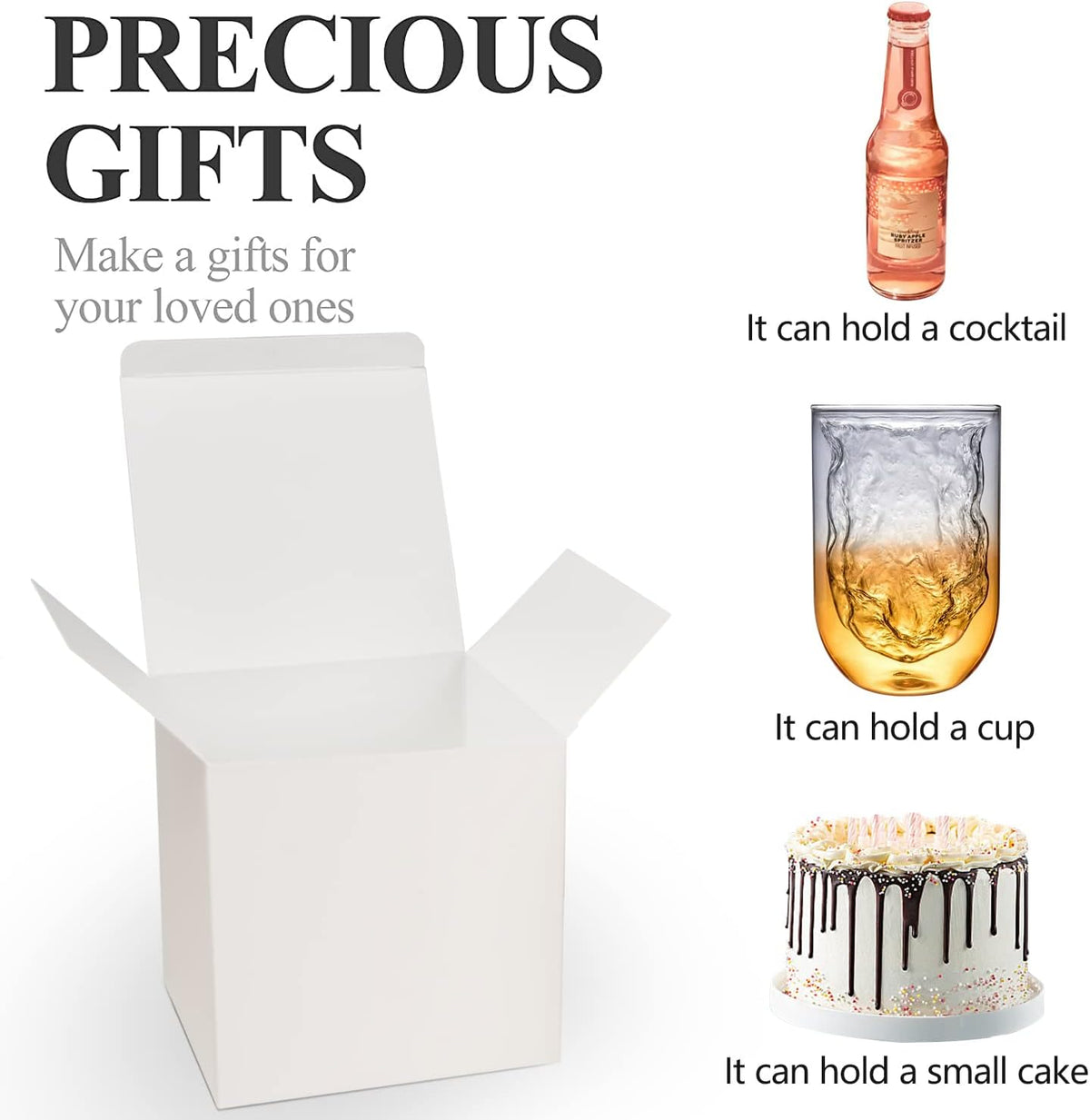 COTOPHER Small Gift Boxes 25 Pack 6x6x6 inches White Gift Boxes with Lids for Gifts, Crafting
