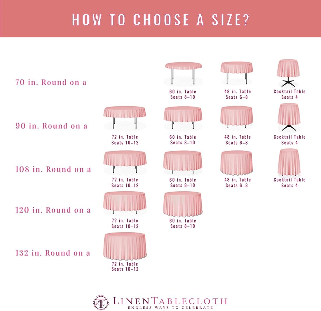 LinenTablecloth 90-Inch Round Polyester Tablecloth Fuchsia