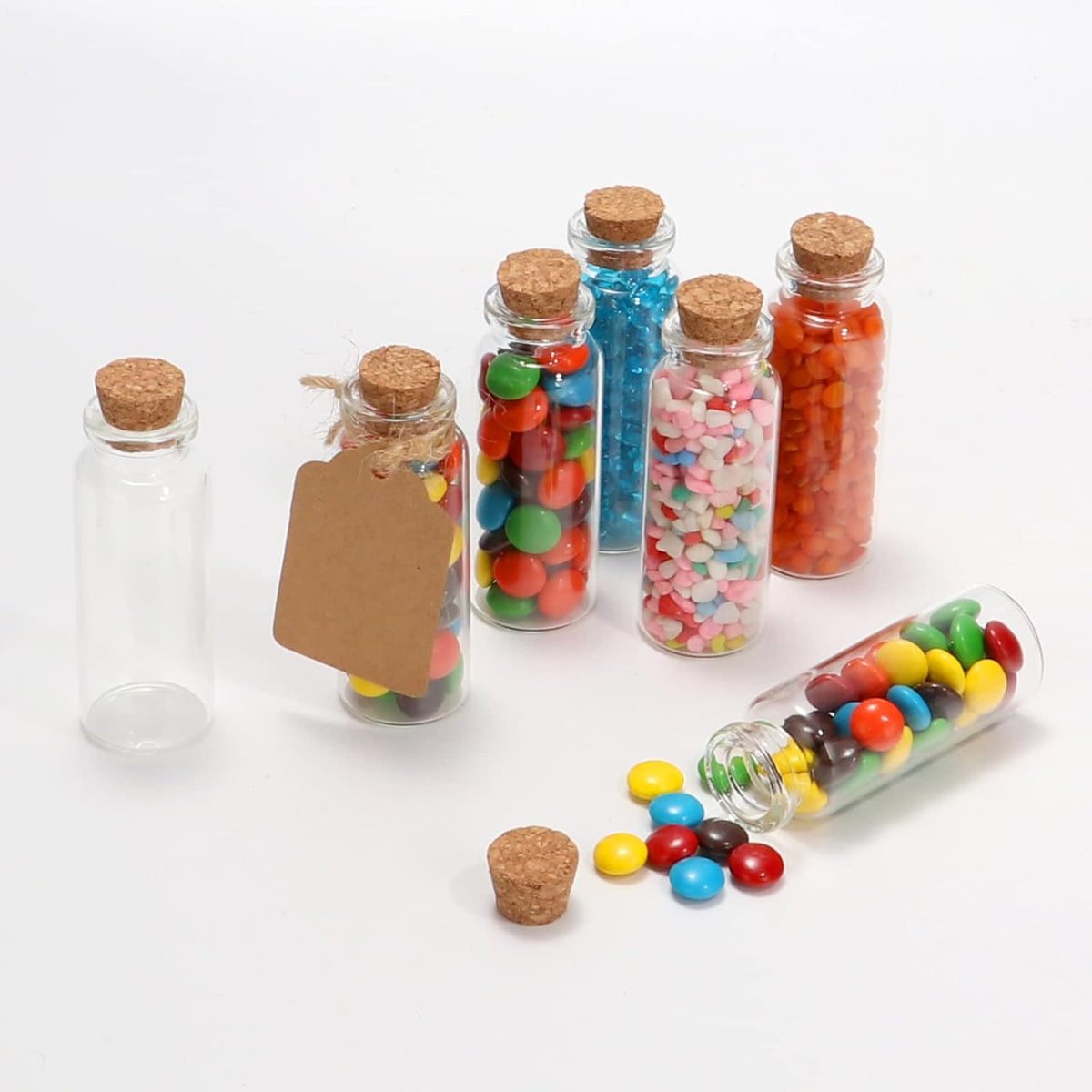 50 Pcs 20ml Mini Glass Bottles with Cork Stoppers, 29x64mm DIY Decoration Tiny Glass Jars, Mini