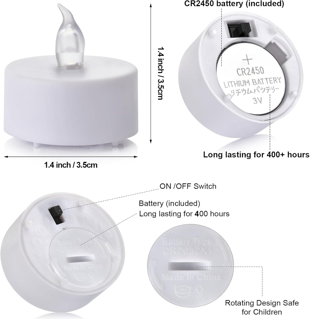 Tea Light Candles with Remote Control,Flickering Flameless LED Candle,Long Lasting