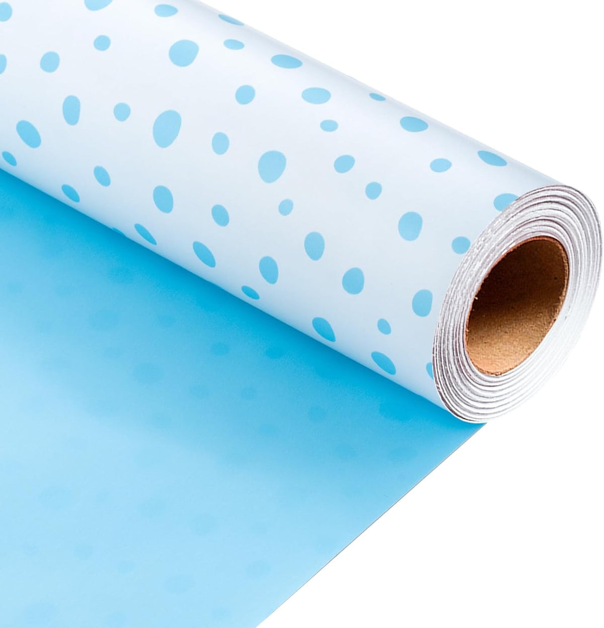 Burymento Blue Lrregular Wave Point Wrapping Paper, Reversible Gold Gift Wrap for Birthday