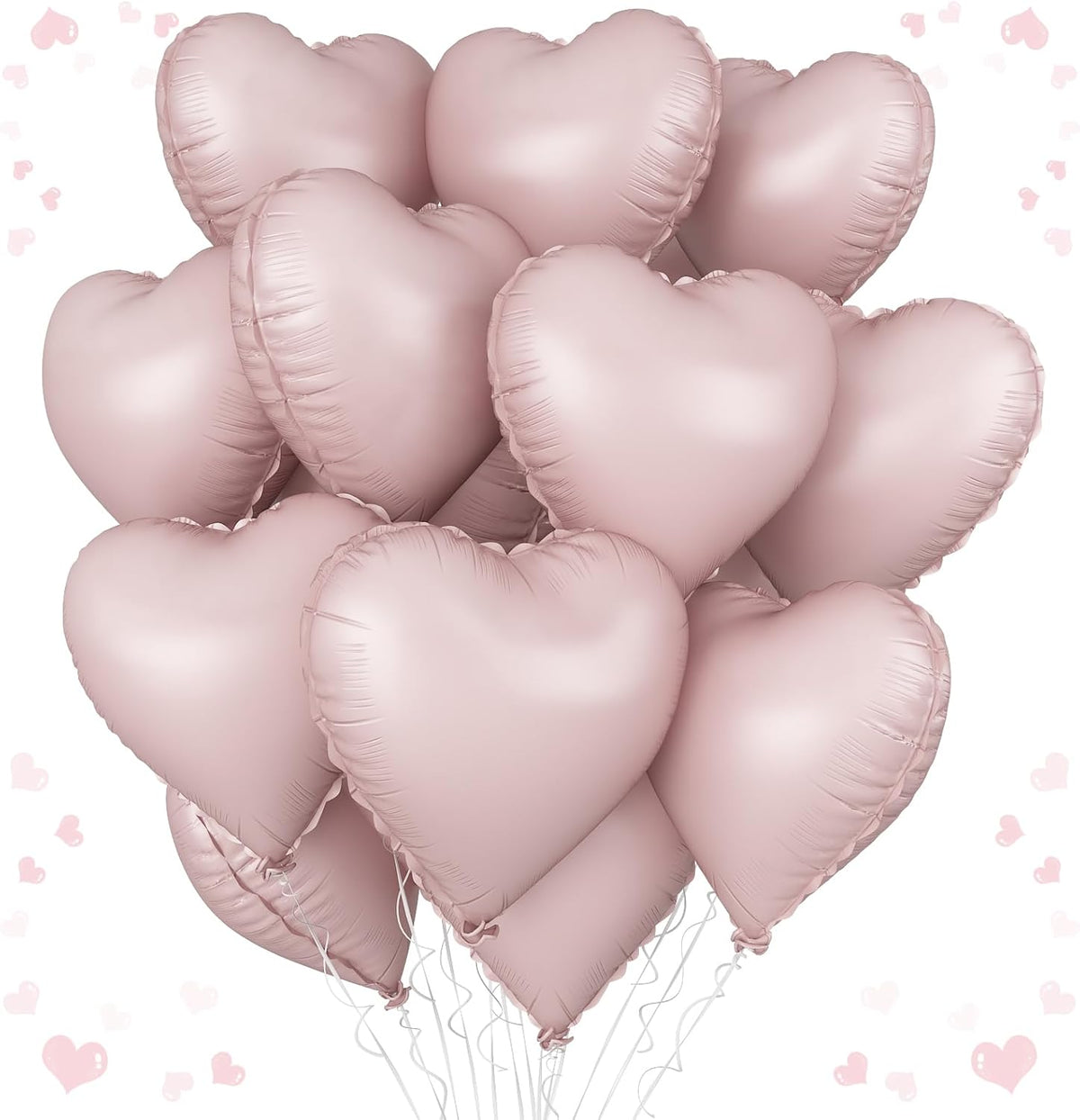 Baby Pink Heart Balloons, 18 Inch Pink Heart Shape Balloon, 12PCS Large Pastel Pink Helium Foil