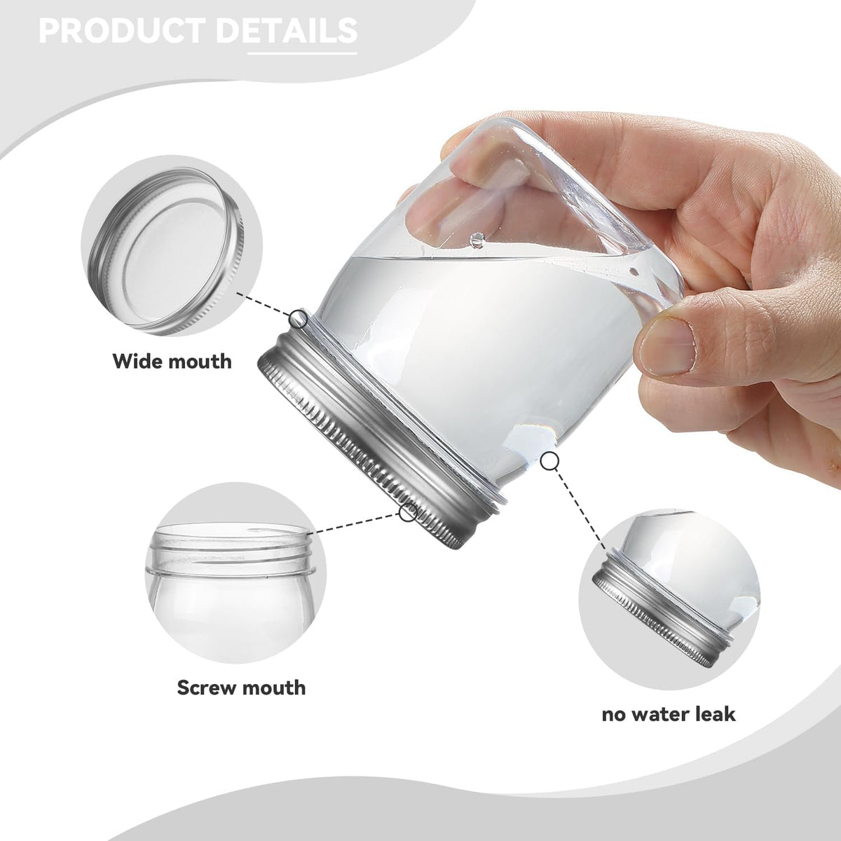 novelinks 8 oz Clear Plastic Jars with Screw-On Lids - BPA-Free Refillable Storage Containers for