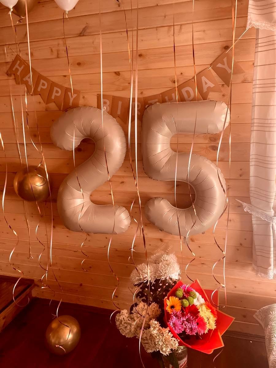 Light Brown 40 Inch Large Number 5 Birthday Balloon, Five 5th 15 25 35 50 55 Birthday Celebration