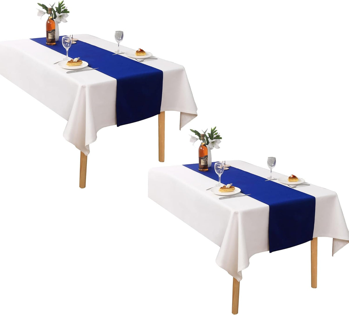 2 PCS Royal Blue Table Runner 14x72 Inch Long Coublt Blue Color Thick Polyester Decorative Cloth