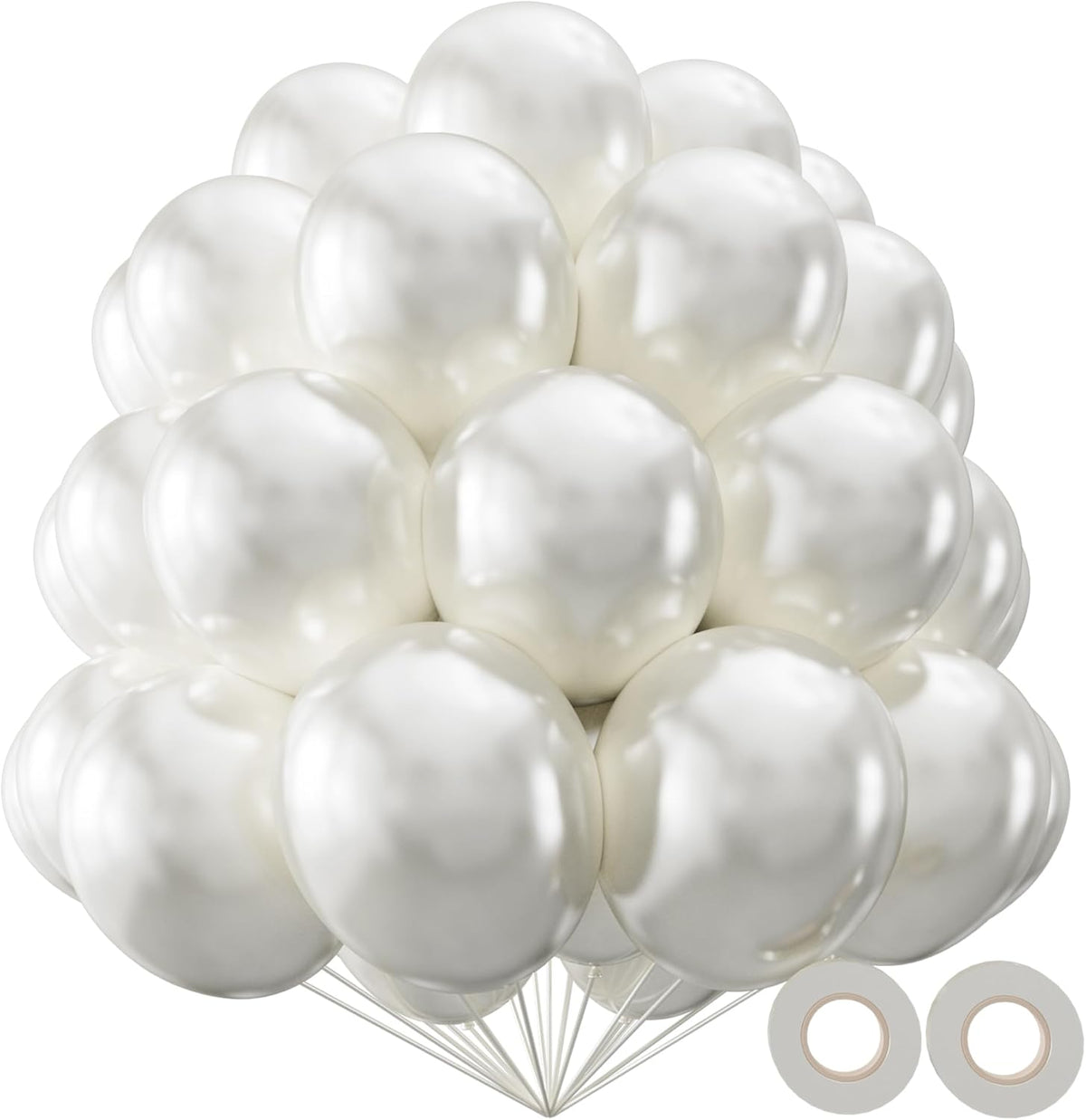 KAWKALSH Pearl White Balloon 12 Inch, 110pcs Latex Party Balloons Helium Bright Color for Birthday
