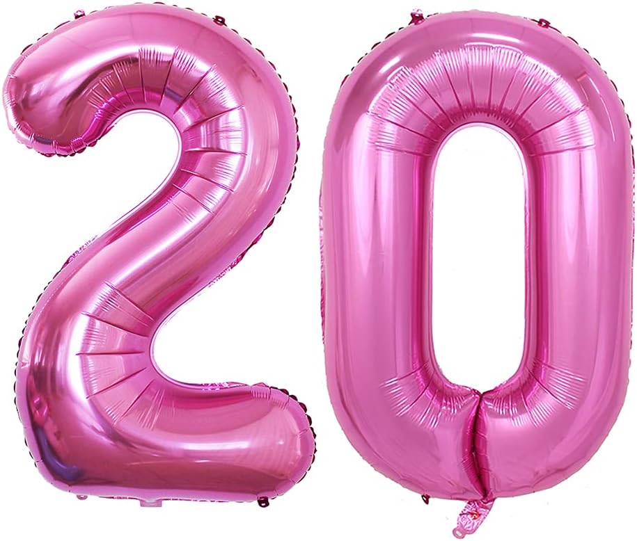 GOER Number 20 Balloons for 20th Birthday Party Decorations,42 Inch Jumbo Foil Helium Balloons for