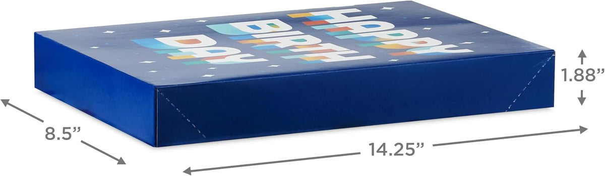 Hallmark Designed Shirt Boxes with Lids (8 Boxes: 2 Each of Orange and Blue Stripes, Plaid, Dots