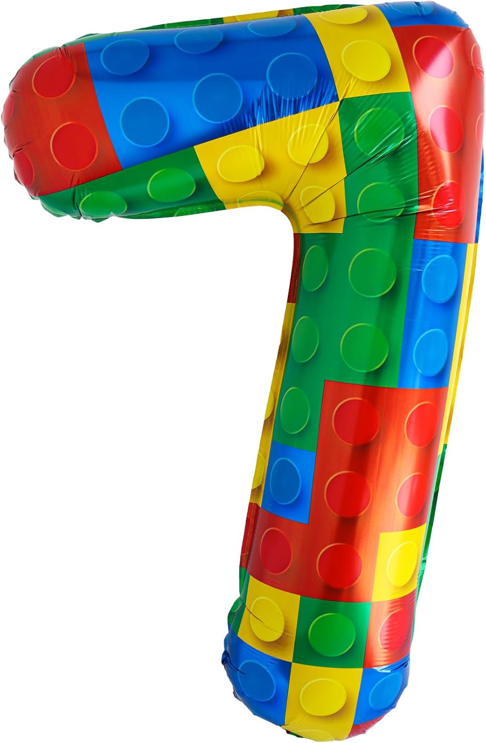 32 Inch Stackable Block Number 7 Balloon – Colorful Brick Building Themed Big Helium Digits for