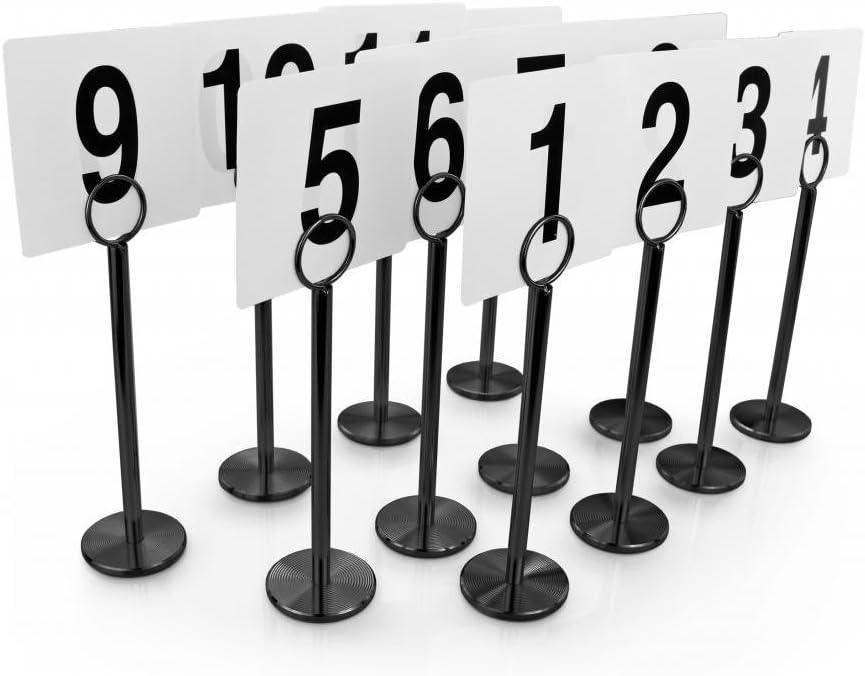 New Star Foodservice 27686 Ring Clip Table Number Card Holders, w/Number Cards, 1 to 25, Set of 12