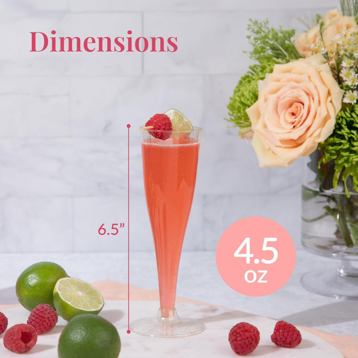 Prestee 48 Pack Champagne Flutes Plastic Disposable - Gold Glitter Flute Glasses for Champagne