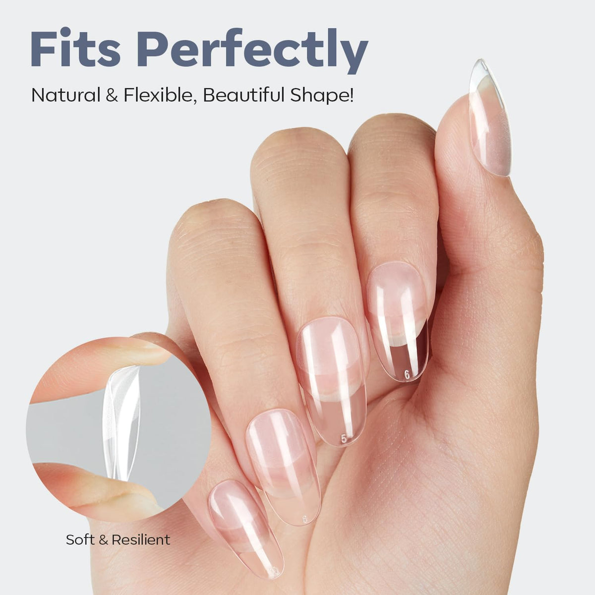Modelones Medium Round Oval Fake Nail Tips - 510Pcs Gel Tips Pre-shaped Half Matte Full Cover Clear