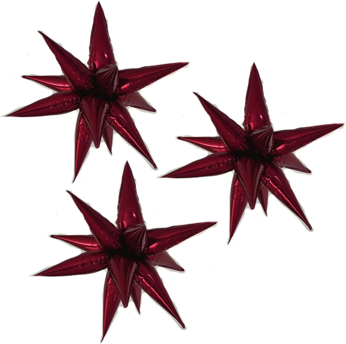 3pcs 26inch 3D wine red (Burgundy) Explosion Star foil balloon, wine red Foil Cone Star burst