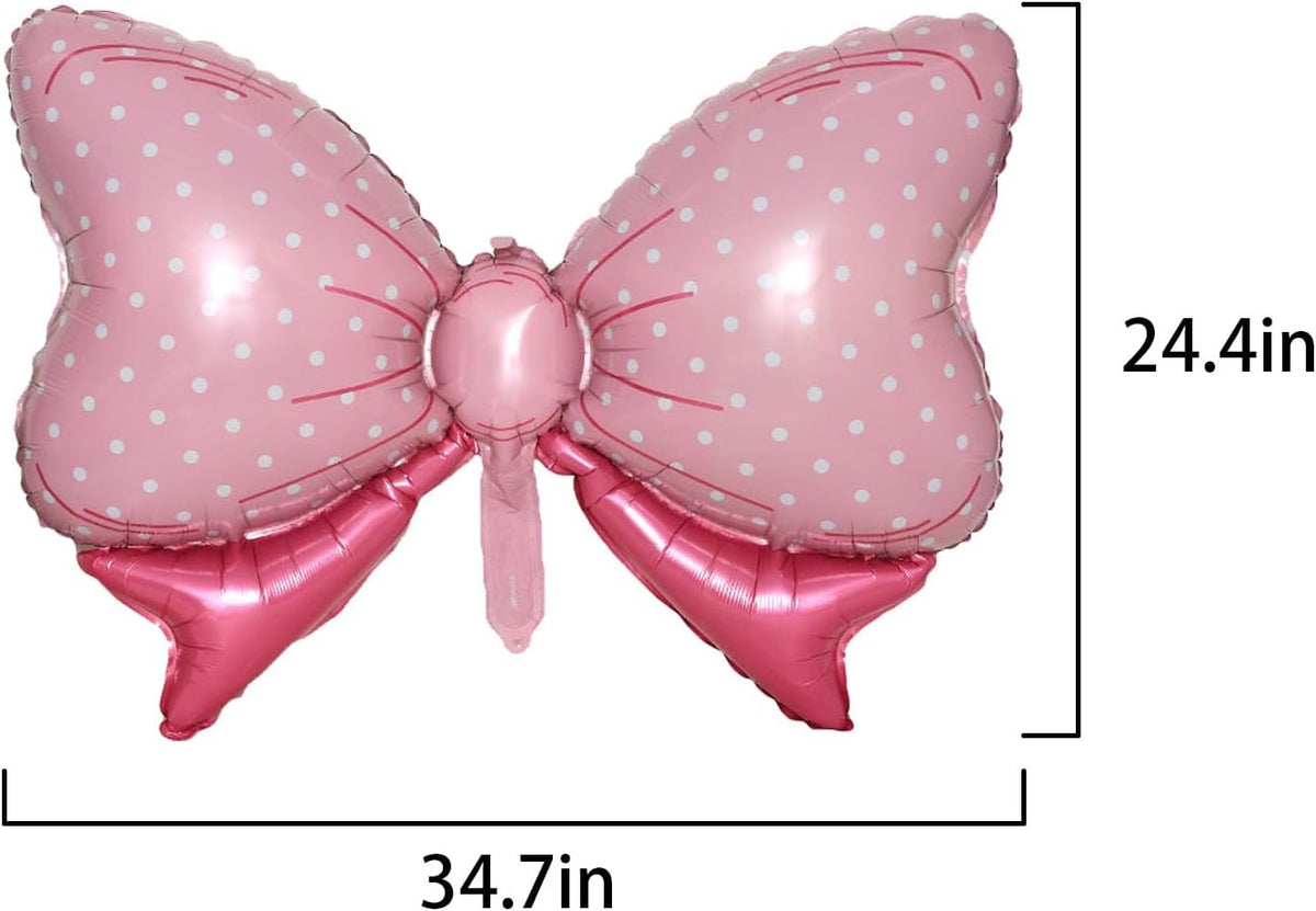 36 Inches Bow Foil Balloon Huge Bowtie Pink Balloon for Baby Shower, Wedding, Kids Theme Party