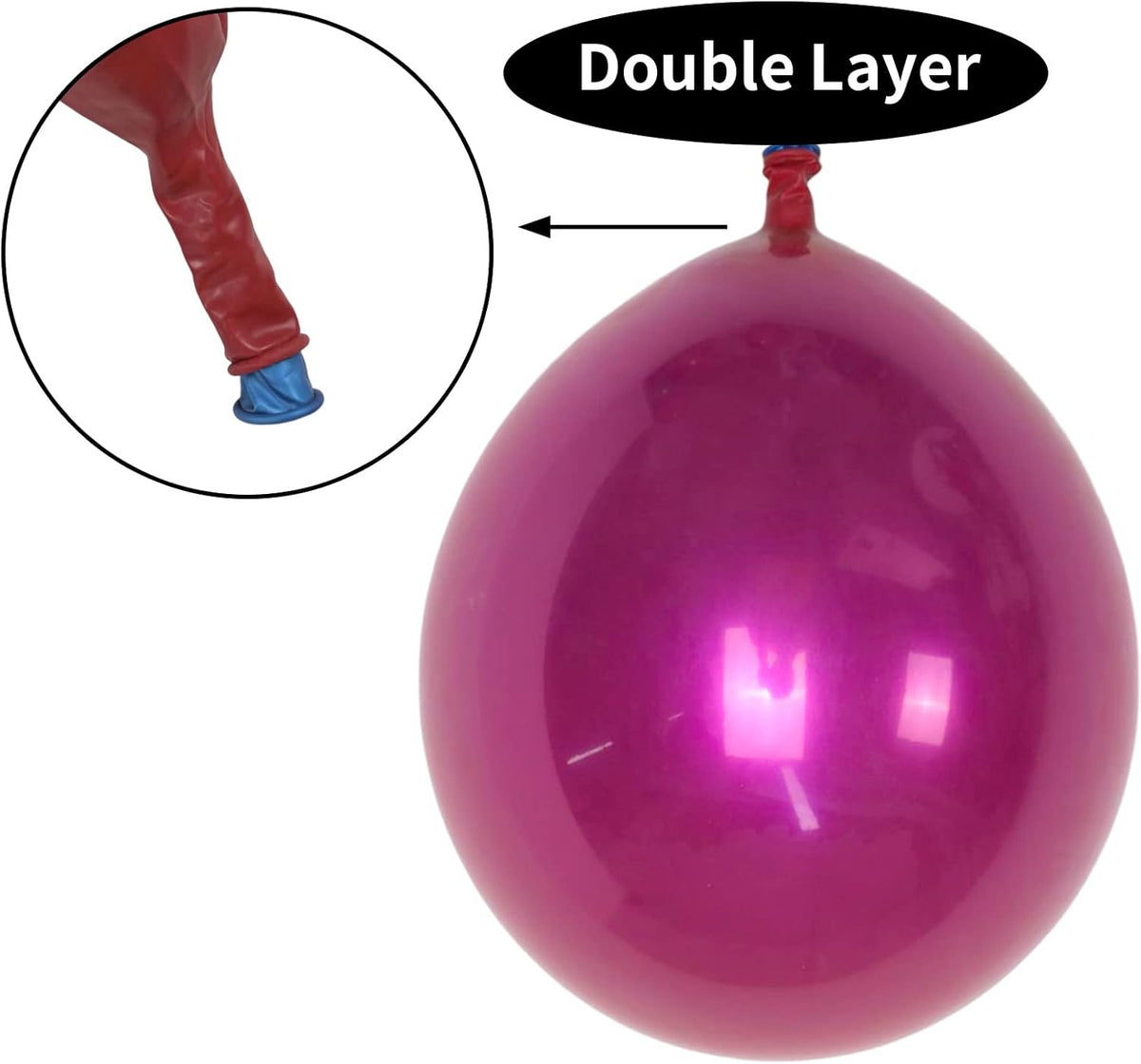 Chrome Fuchsia Balloons 12 Inch, Double-Layered Metallic Fuchsia Pink Balloons, Shiny Thick Chrome