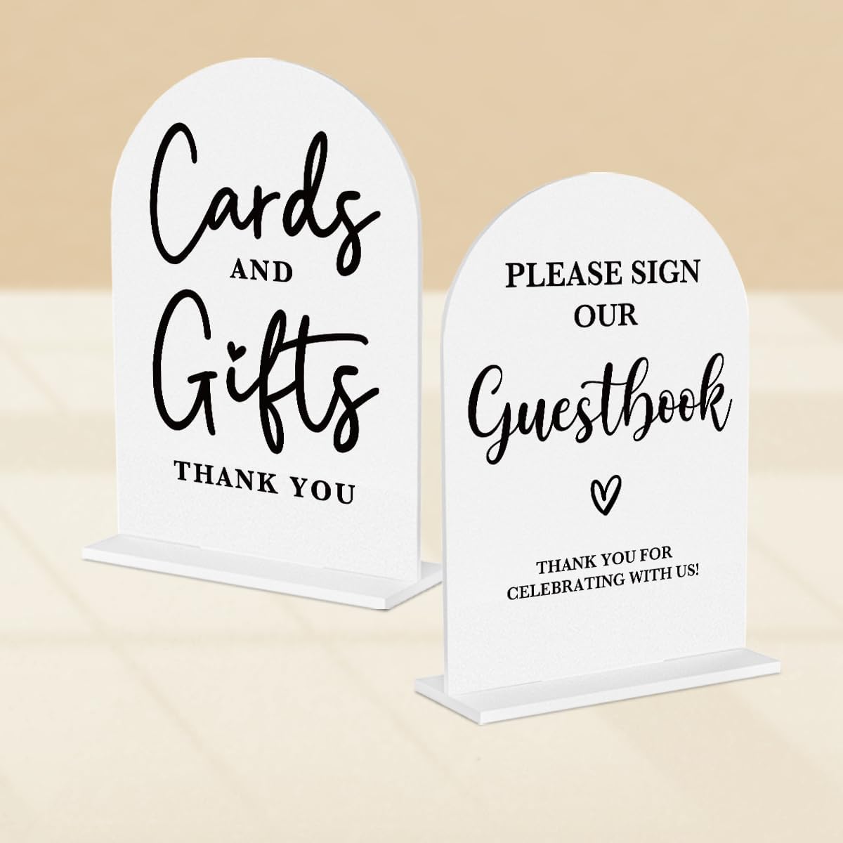 2 Pcs Acrylic Wedding Signs for Ceremony and Reception, Bridal Shower Decorations, Cards and Gifts