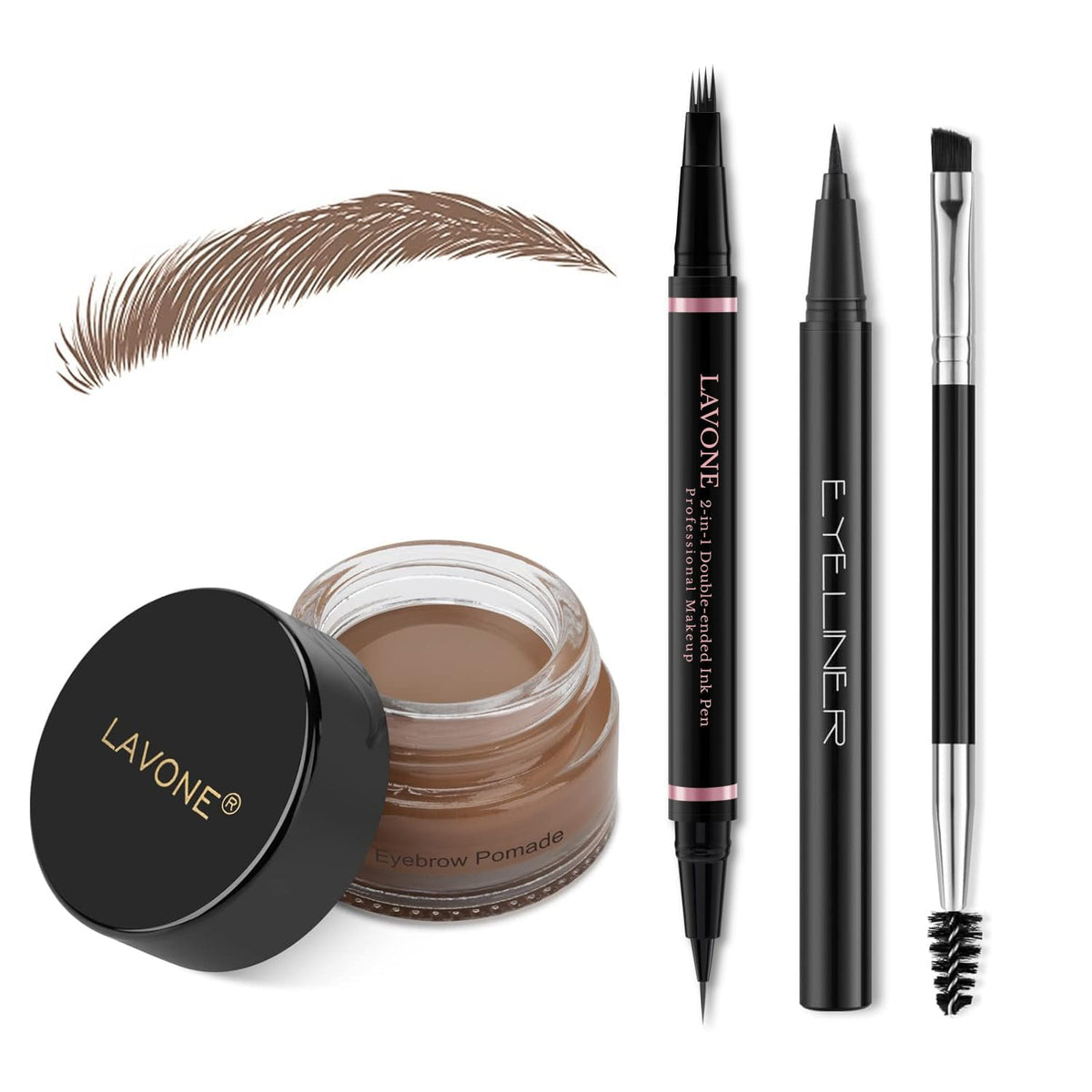 LAVONE Eyebrow Pencil Makeup Kit, with Waterproof 2-IN-1 Microblading Eyebrow Pen, Eyebrow Pomade