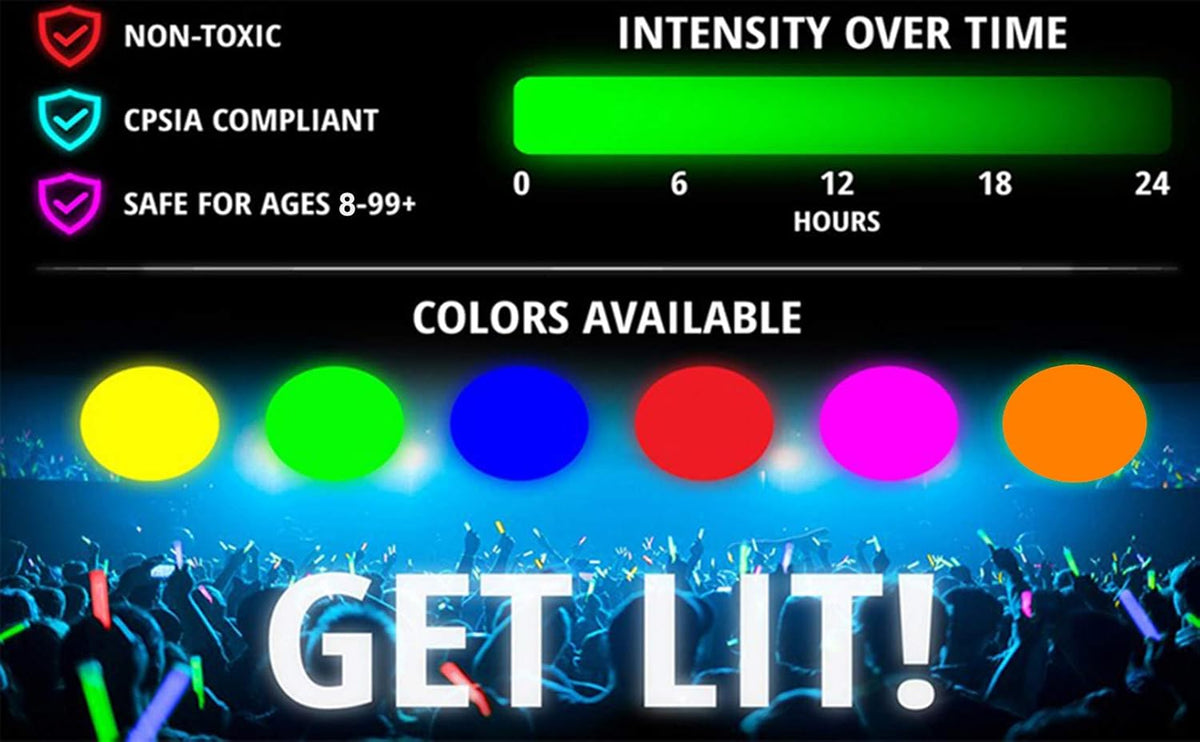 Glow Fever Glow Sticks Bulk 100ct Premium Glow In The Dark Light Up with Lanyards, For Party