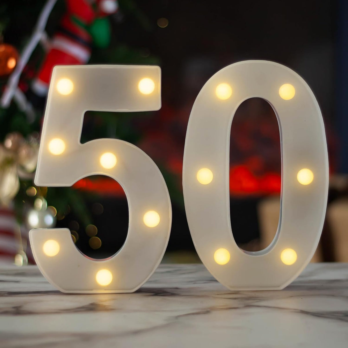 LED Marquee Letter Lights, Decorative Light Up Numbers for 50th Birthday Party, Battery Operated