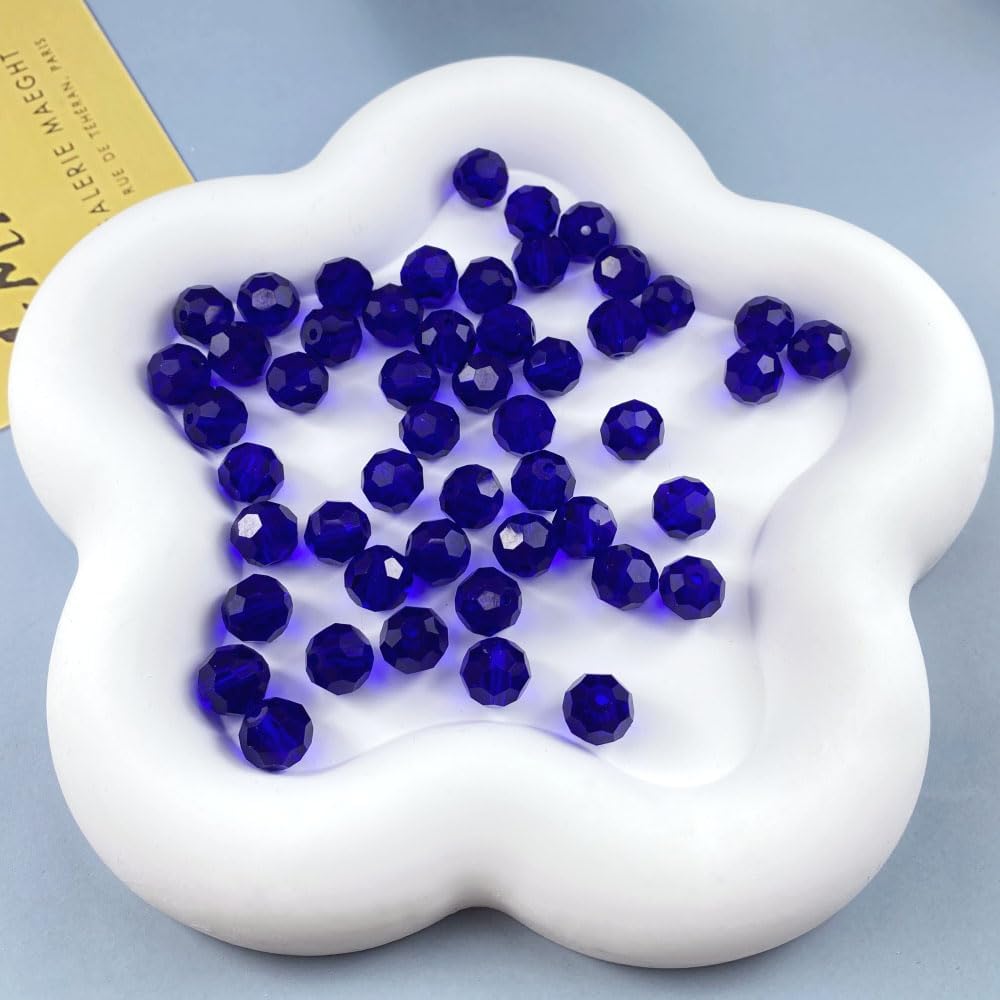 200 PCS 6mm Crystal Glass Beads Round Multiple Faceted Loose Spacer Glass Beads for DIY Handcrafte