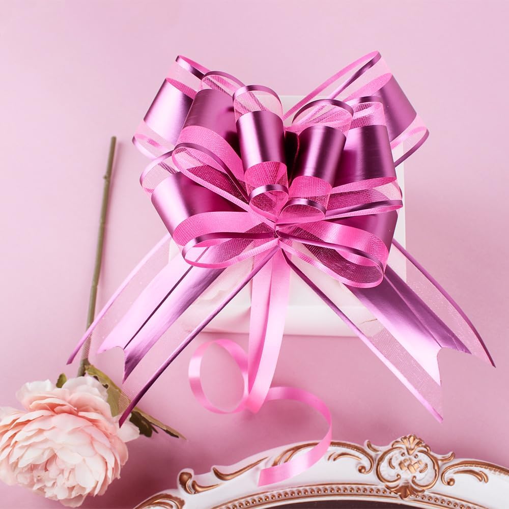 WEWILUCK Gift Bows for Presents, Hot Pink Bows for Gift Wrapping, Gift Bows with Ribbon for