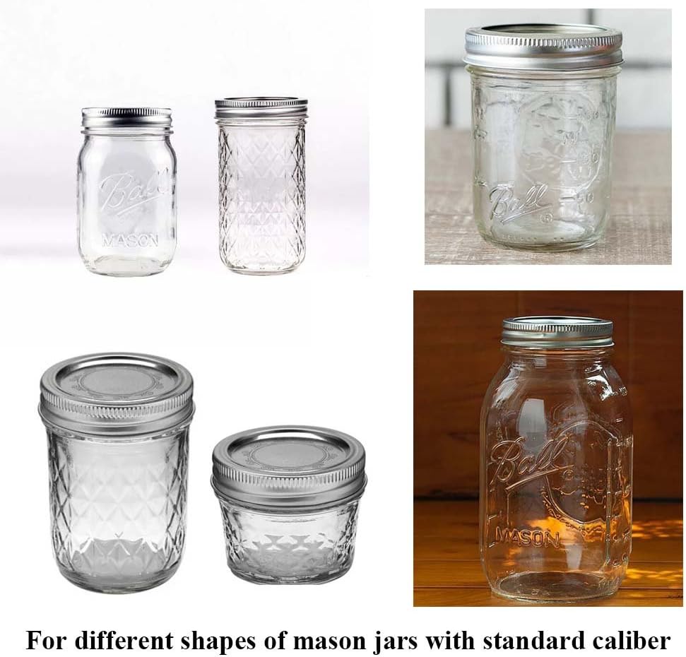6 Pack Mason Jar Lights, 10 LED Solar Colorful Flicker Fairy String Lights Lids Insert for Garden