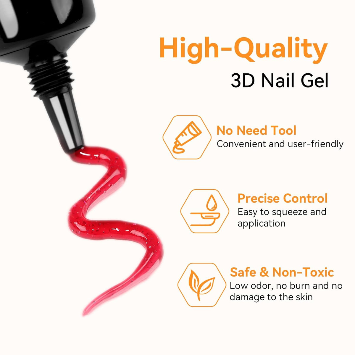 Makartt 3D Sculpting Gel for Nail Art Kit: 3D Nail Gel for Nail Art, 15ml No Wipe Polish for