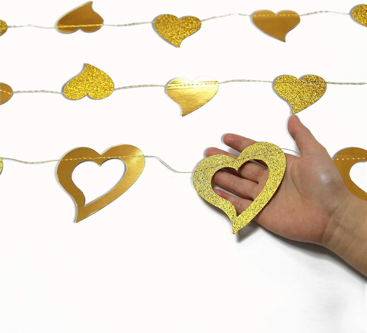 Cheerland Gold Heart Garland Romantic Decorations Paper Streamers Hanging for Mother’s Day Best Mom