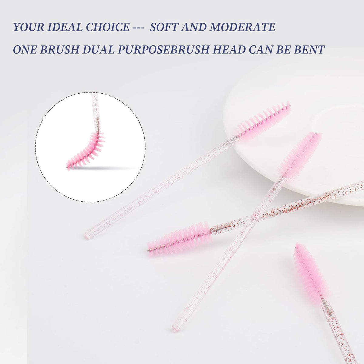 300PCS Disposable Mascara Wands Spoolie Brush Crystal Eyebrow Brushes Eyelash Extension Applicator