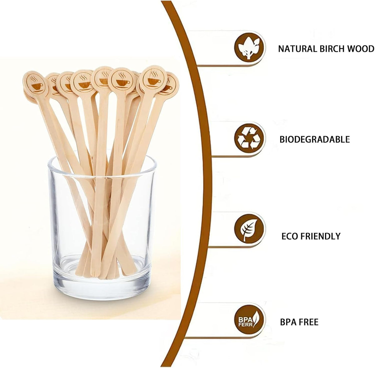 200Pcs Coffee Stirrers- 5.9 Inch Natural Wooden Coffee Stirrers With Round Ends, Disposable