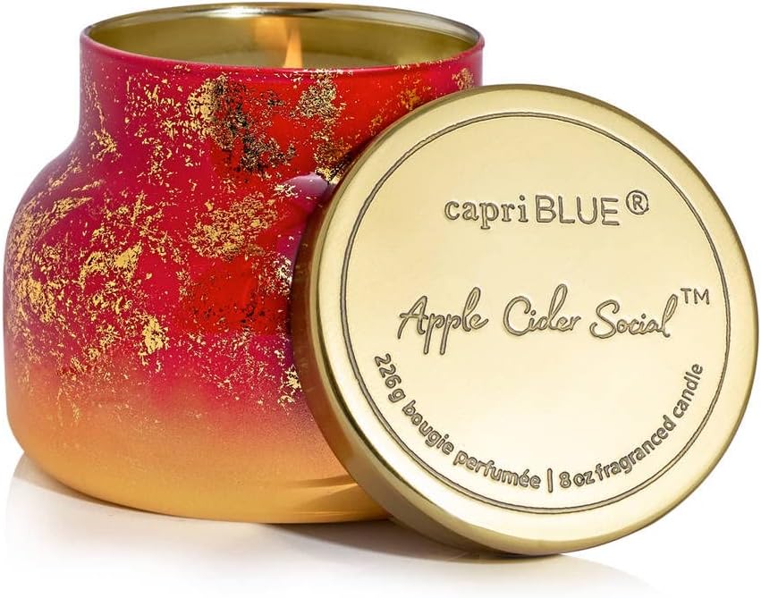 Capri Blue Glimmer Petite Signature Jar Candle - Apple Cider Social Scented Candle with Ombre Glass